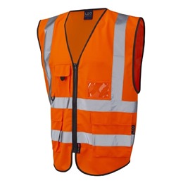 Hi-Vis Superior Waistcoat S/S EN471 - Orange-With Logos 