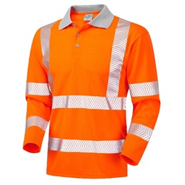 Coolviz Plus Long Sleeve Hi-Vis Polo Shirt Orange