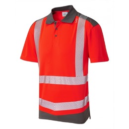 Coolviz Plus Hi-Vis Poloshirt Red/Grey