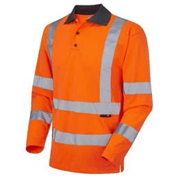 Coolviz Long Sleeve Hi-Vis Polo Shirt Orange