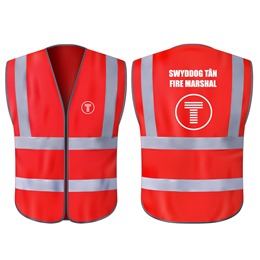 Coloured Hi-Vis Vests - Red Fire Marshall Read T Logo