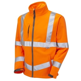 Hi-Vis Soft Shell Jacket - Orange-With Logos 