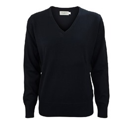 Ladies Knitted V-Neck Jumper Black