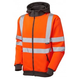 Saunton ISO 20471 Class 3 Full Zip Hooded Sweatshirt Orange