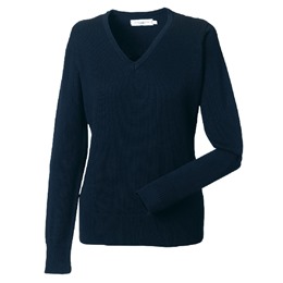Ladies Knitted V-Neck Jumper Navy