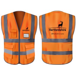 Hi-Vis Superior Waistcoat - Orange With L.B Logo and Rear Heatseal