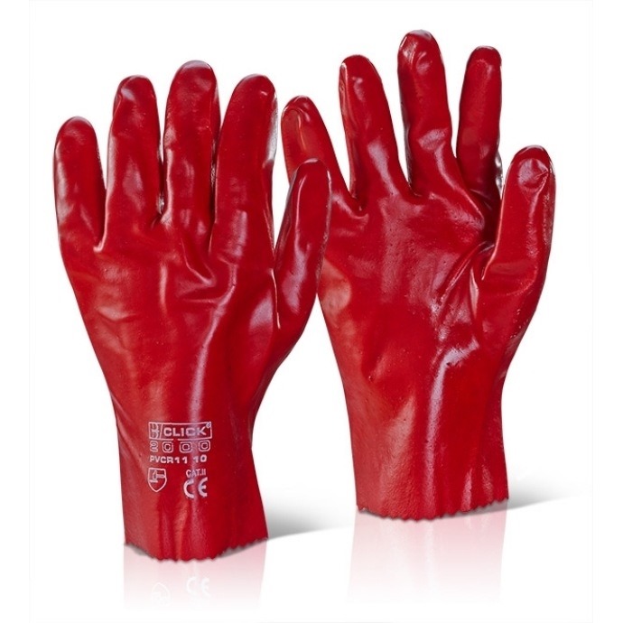 Gloves- Red PVC Open Cuff 11