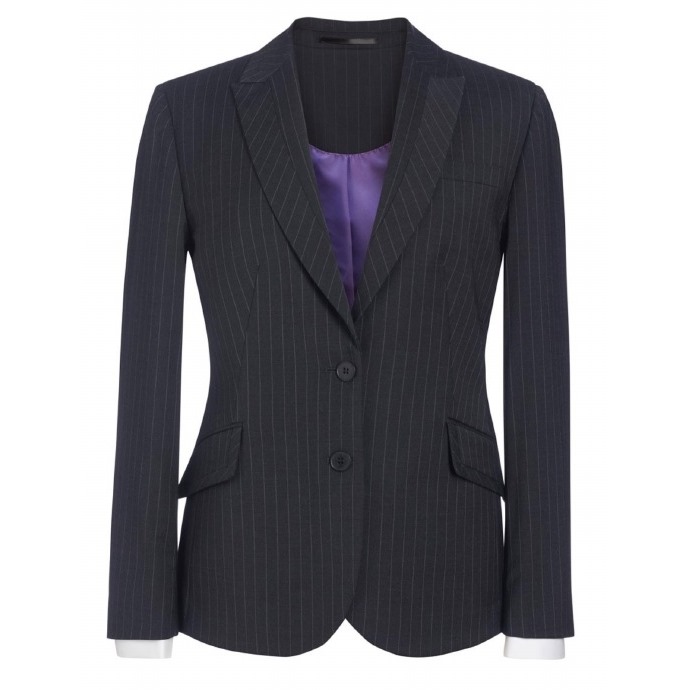 Novara Ladies Suit Jacket - Charcoal Stripe