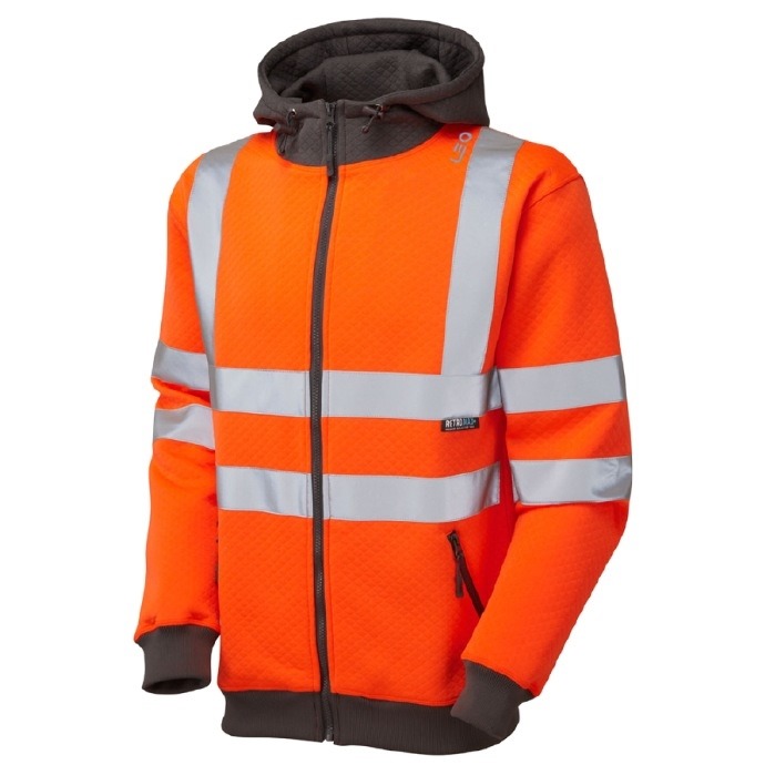 Saunton ISO 20471 Class 3 Full Zip Hooded Sweatshirt Orange