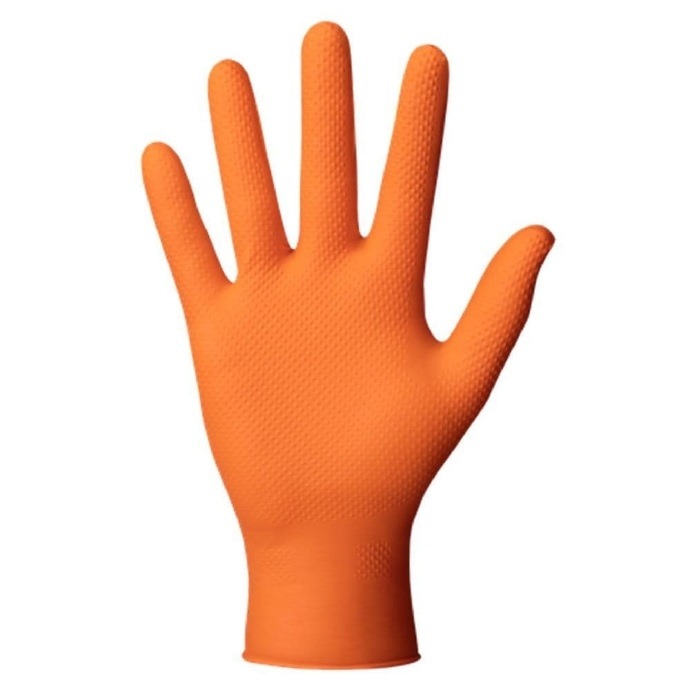 Ideall Grip HD Nitrile Disposable Gloves Orange Box of 50